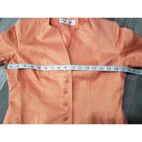Jones New York Suit Orange Multi Button Blazer Suit Jacket & Skirt 2 Piece Set - Picture 5 of 10